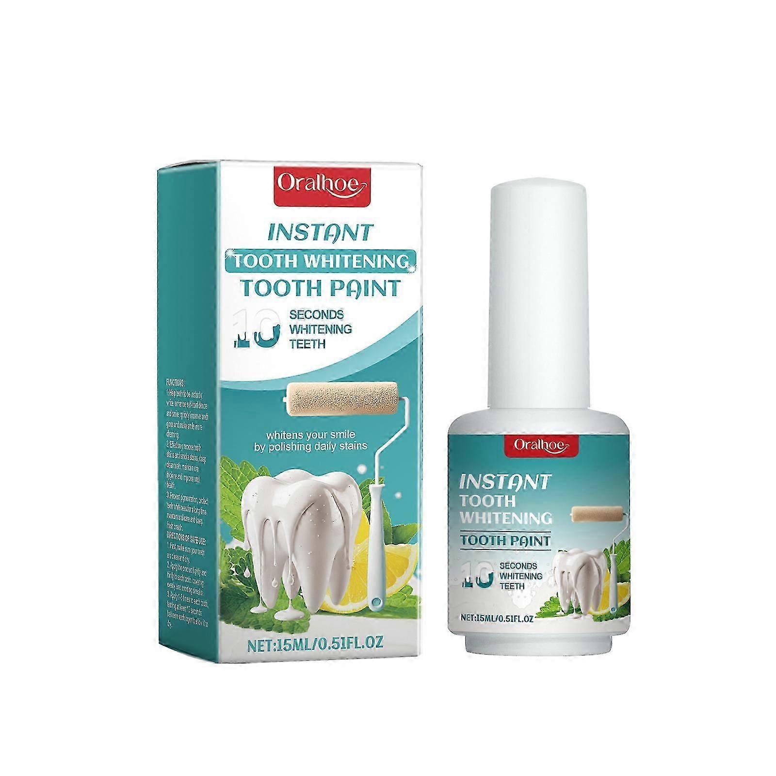 Peinture de blanchiment des dents instantané - Éclaircir les dents, enlever les taches, rafraîchir l’haleine - Solution de soins bucco-dentaires 15ml