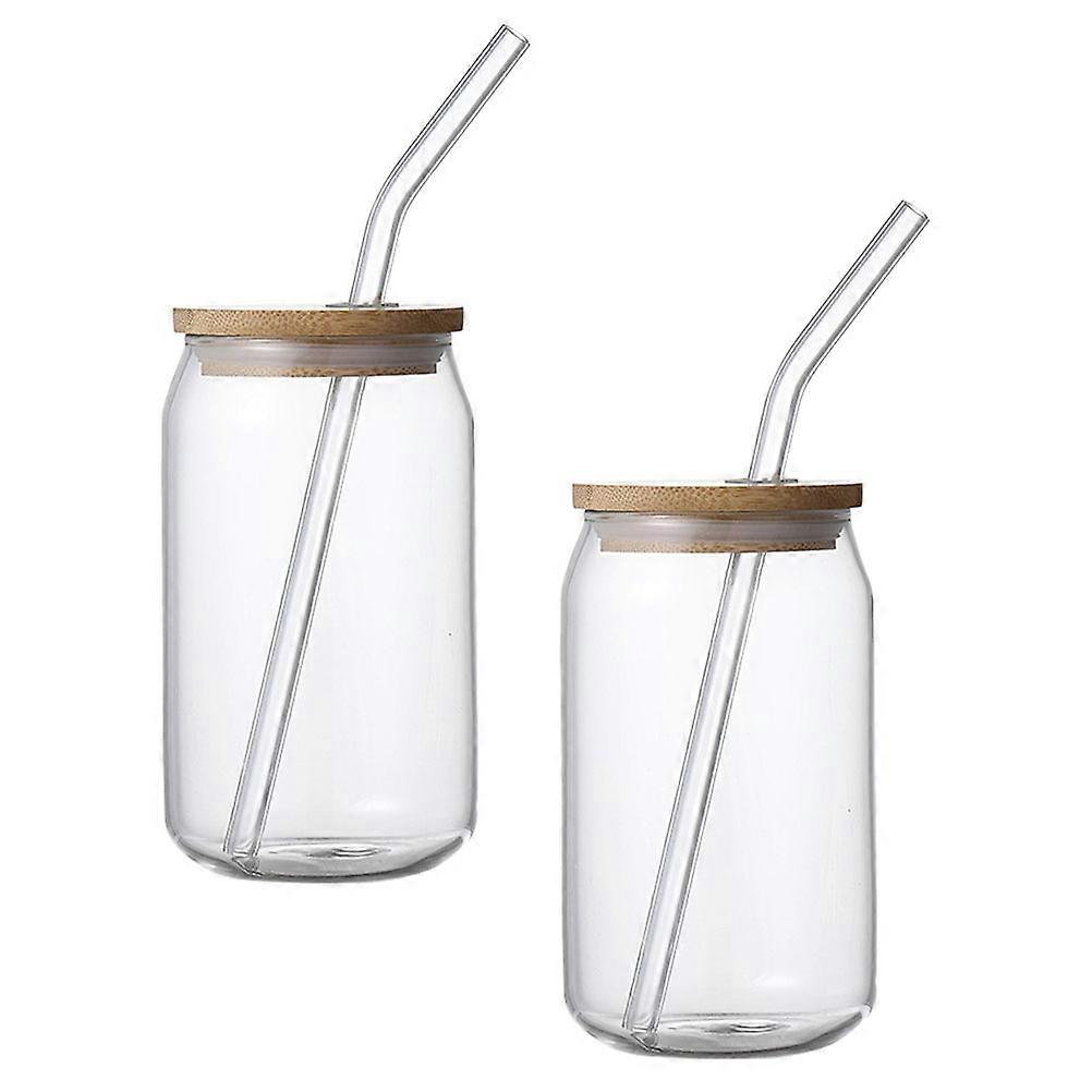 Glass Straw Cups with Lids for Beverage Holding 6Pcs Portable Mug Set
