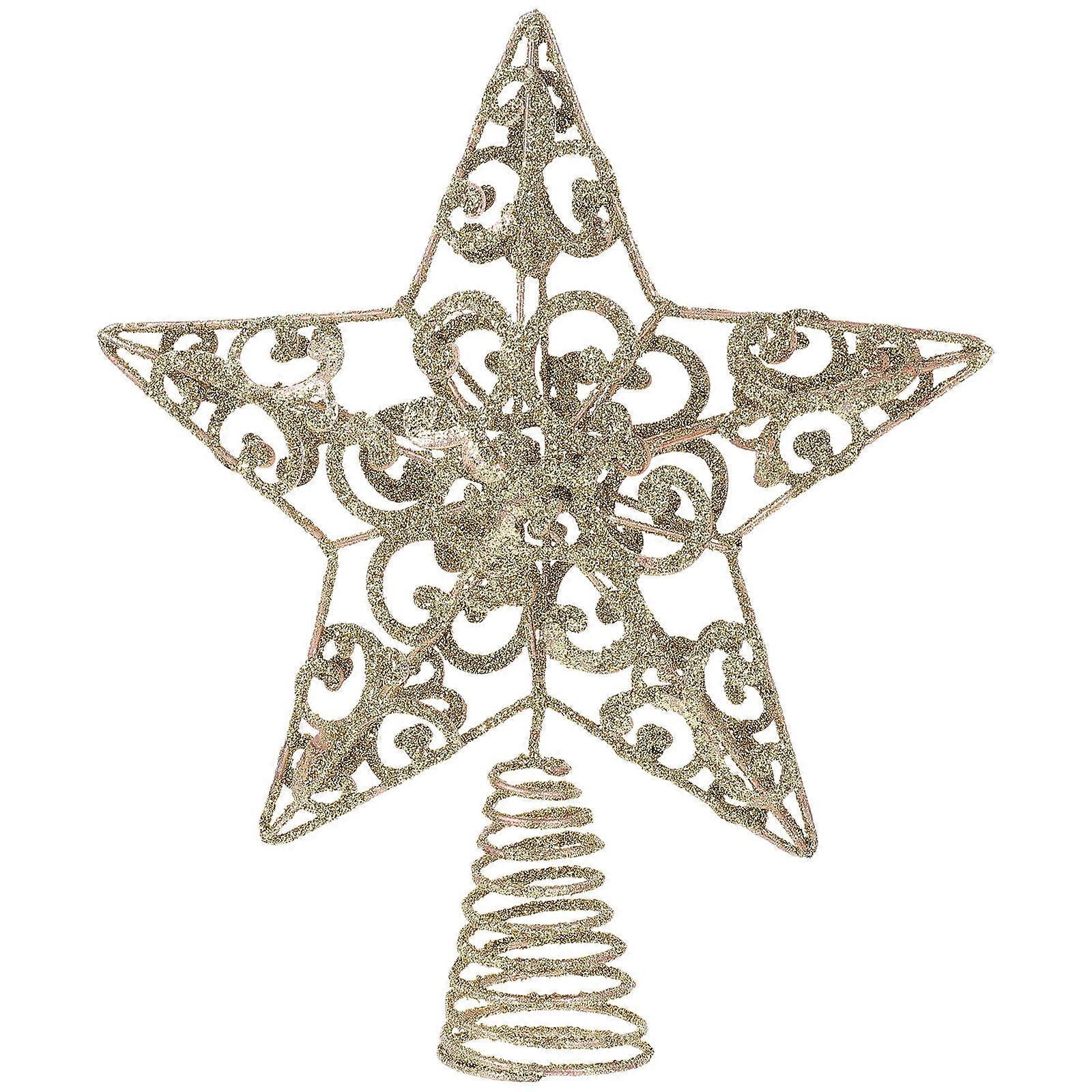 Iron Xmas Tree Adorn Star-Shaped Tree Topper Adorn 2Pcs for Xmas Party Supply