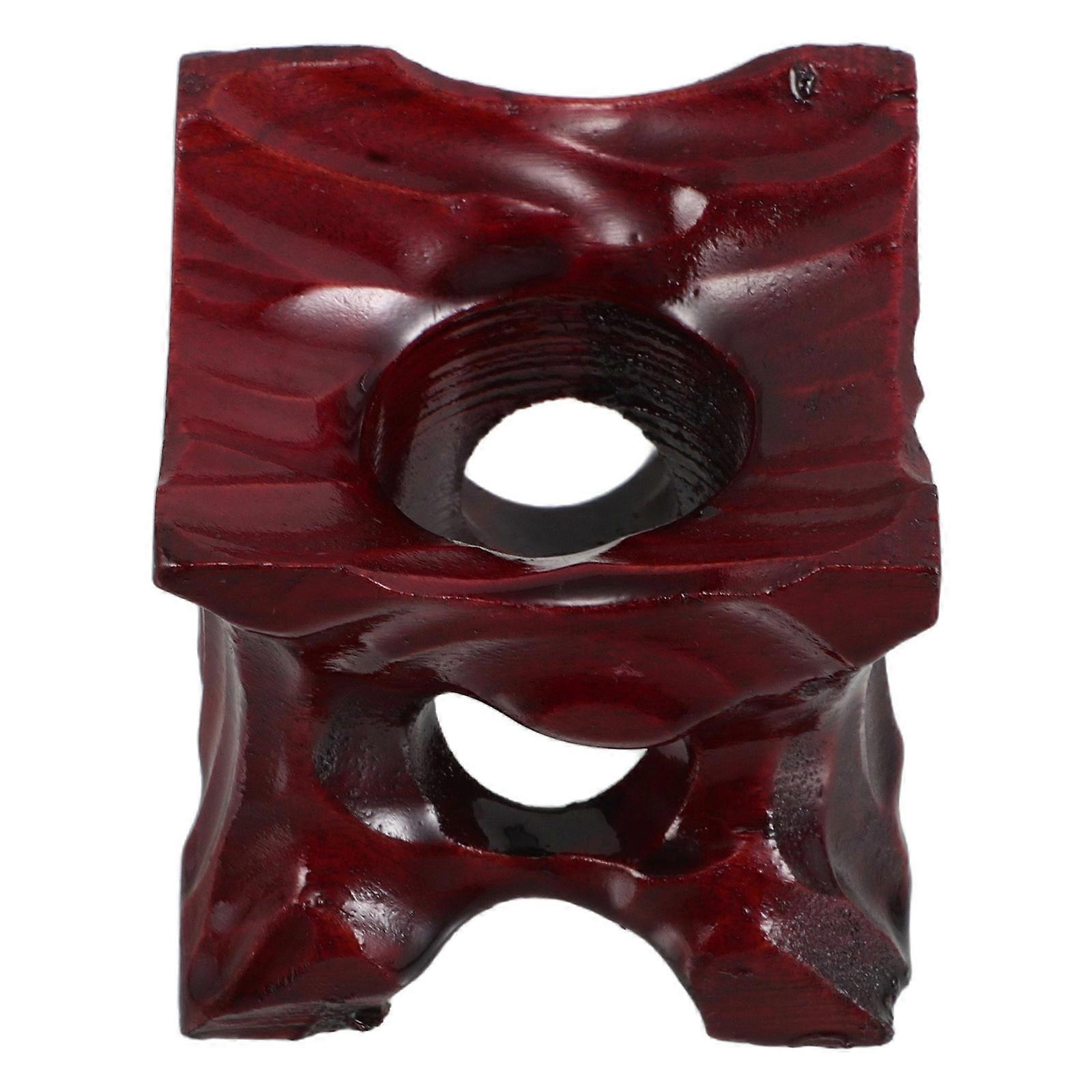 Crystal Sphere Display Stand for Ornament Showcase 4Pcs Wooden Brown