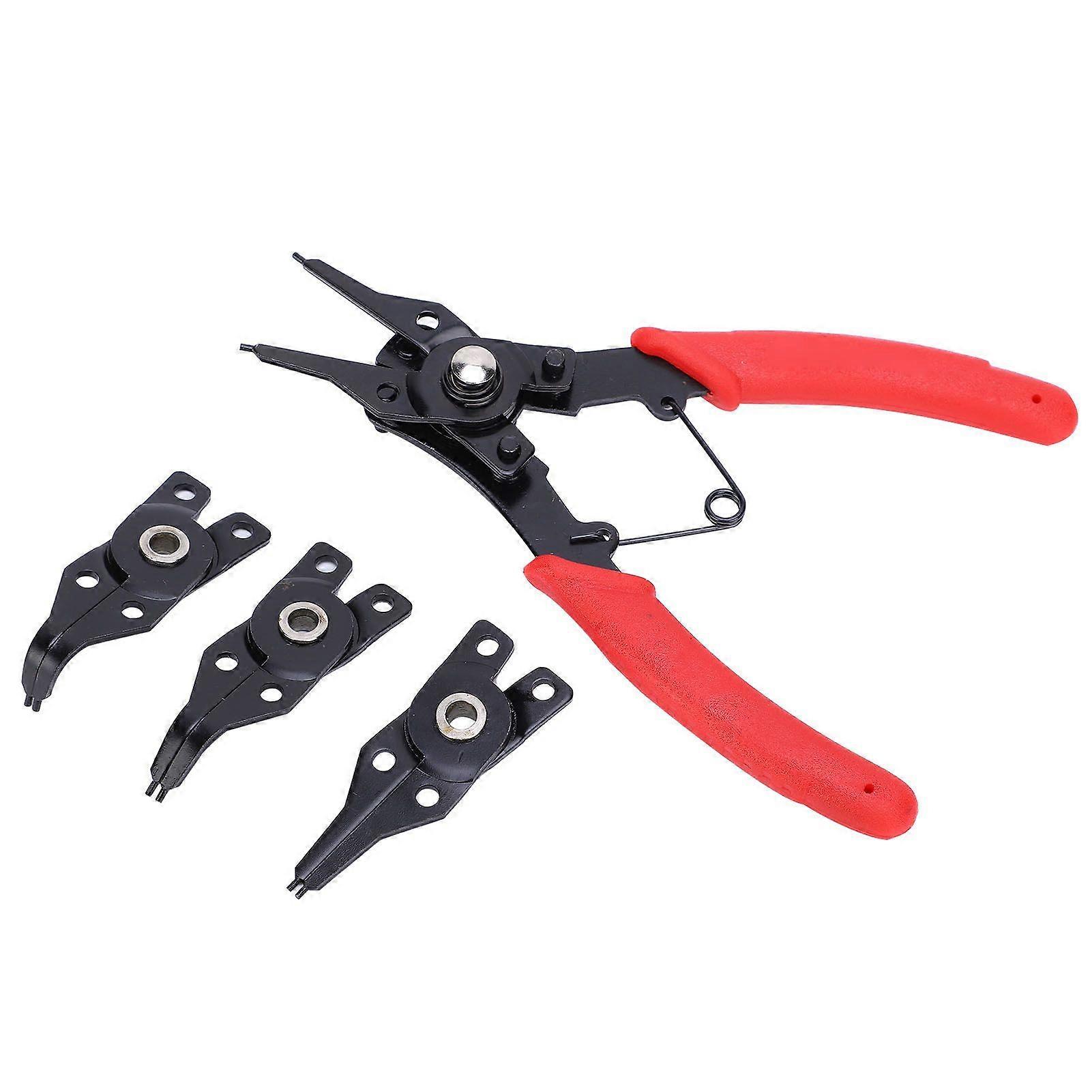 Snap Ring Pliers MultiFunction 4 In 1 High Carbon Steel Hand Tools Replaceable Clamp Tip