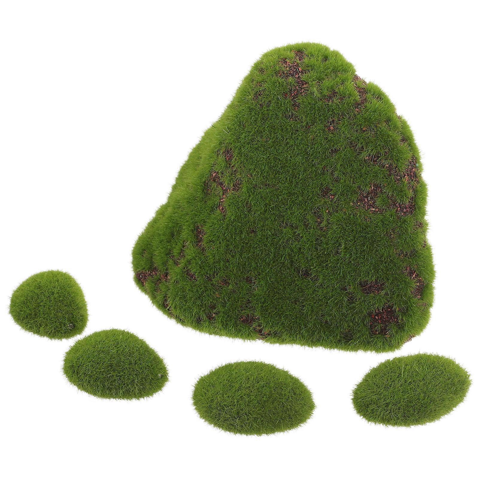 Faux Moss Stone For DIY Projects Delicate Design Home Decor 5.5x5.11x2.75in Realistic Appearance 2Pcs