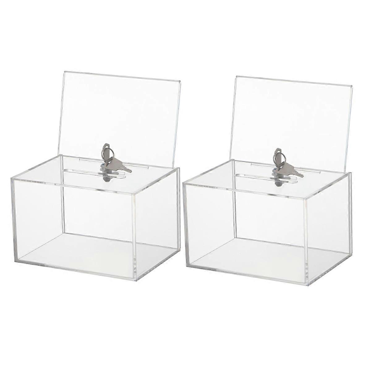 Transparent Donation Box with Lock Money Collection Box Ballot Box