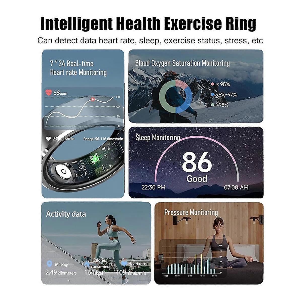 Smart Ring for Fitness Tracker with Heart Rate for IOS (Size 8)