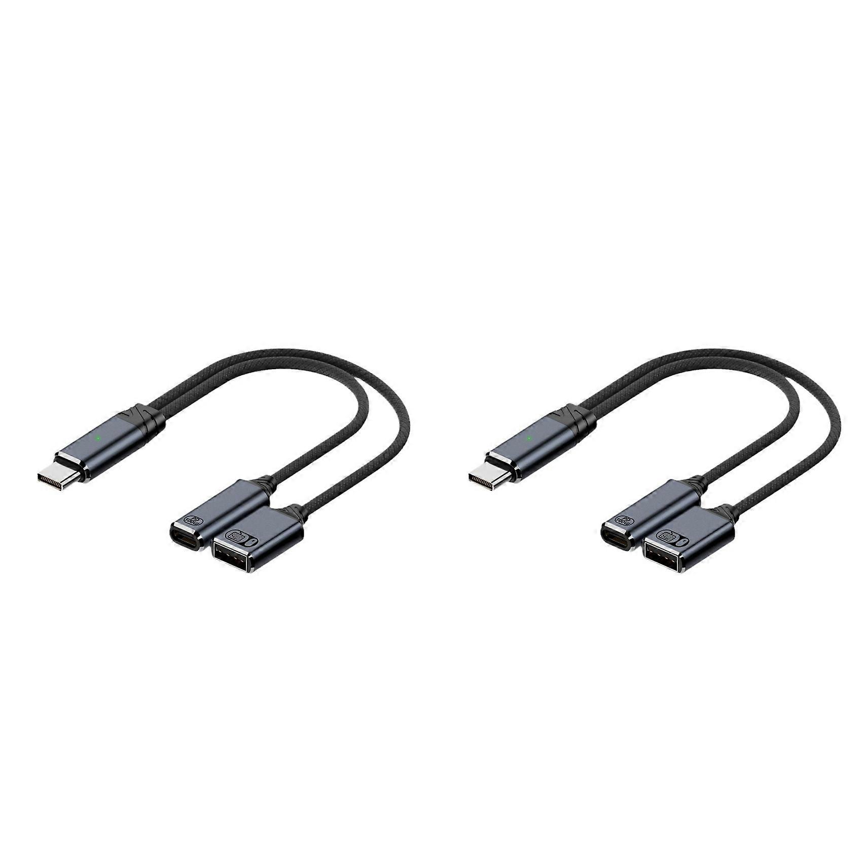 2X USB C OTG Cable Phone Adapter 2 in 1 Type C to USB A Adapter with PD Charging Port for Smartphone Laptop Tablet Grey