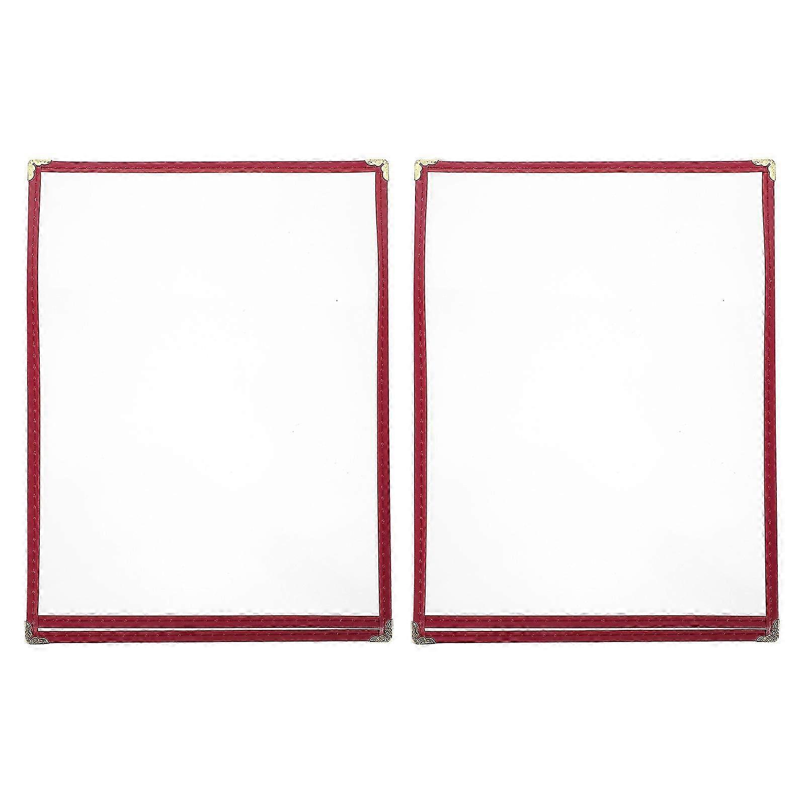 2Pcs Restaurant Menu Cover Price List Paper Insert Transparent Cookbook Holder