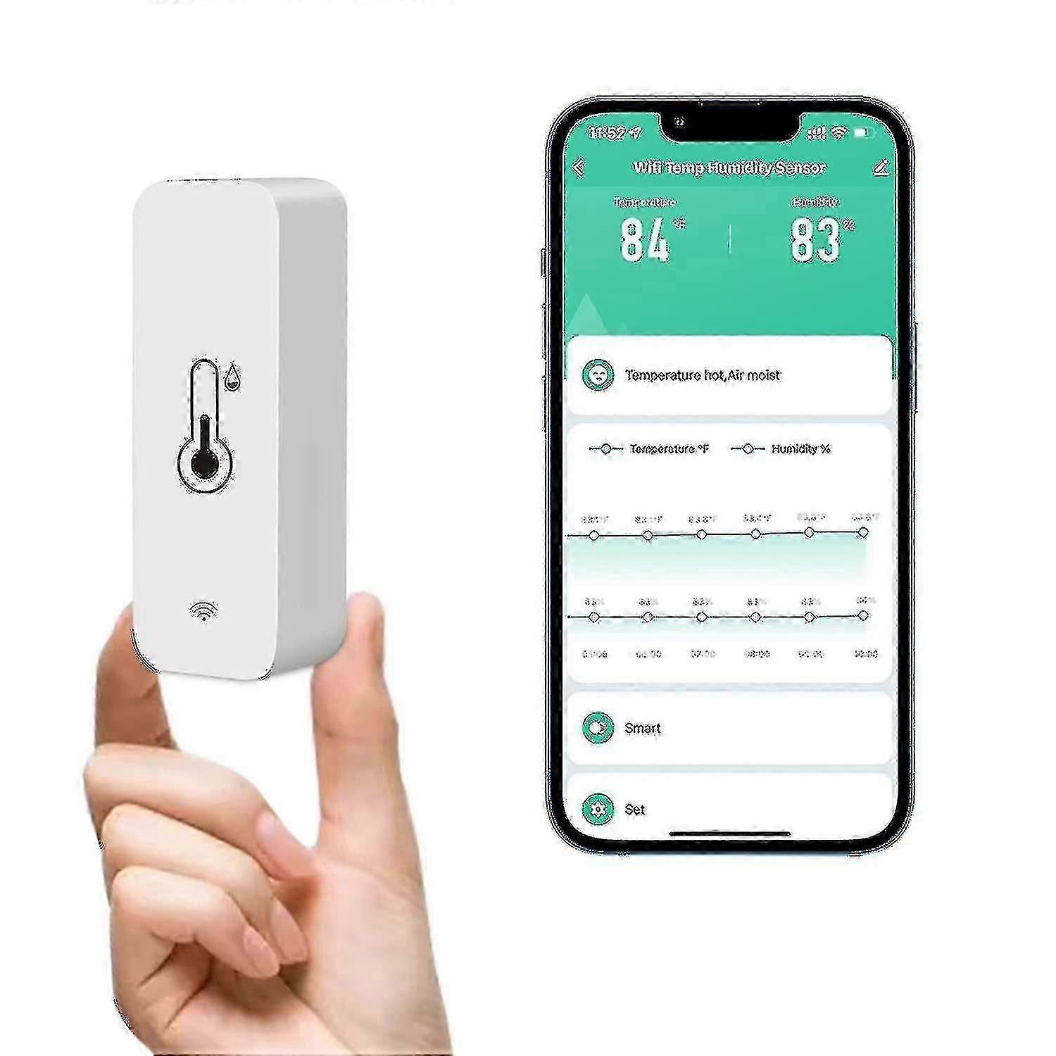 Wifi Sensor, Wireless Home Temperature And Humidity Monitor Real-time Remote Monitoring Thermohygrometer With Data Storag