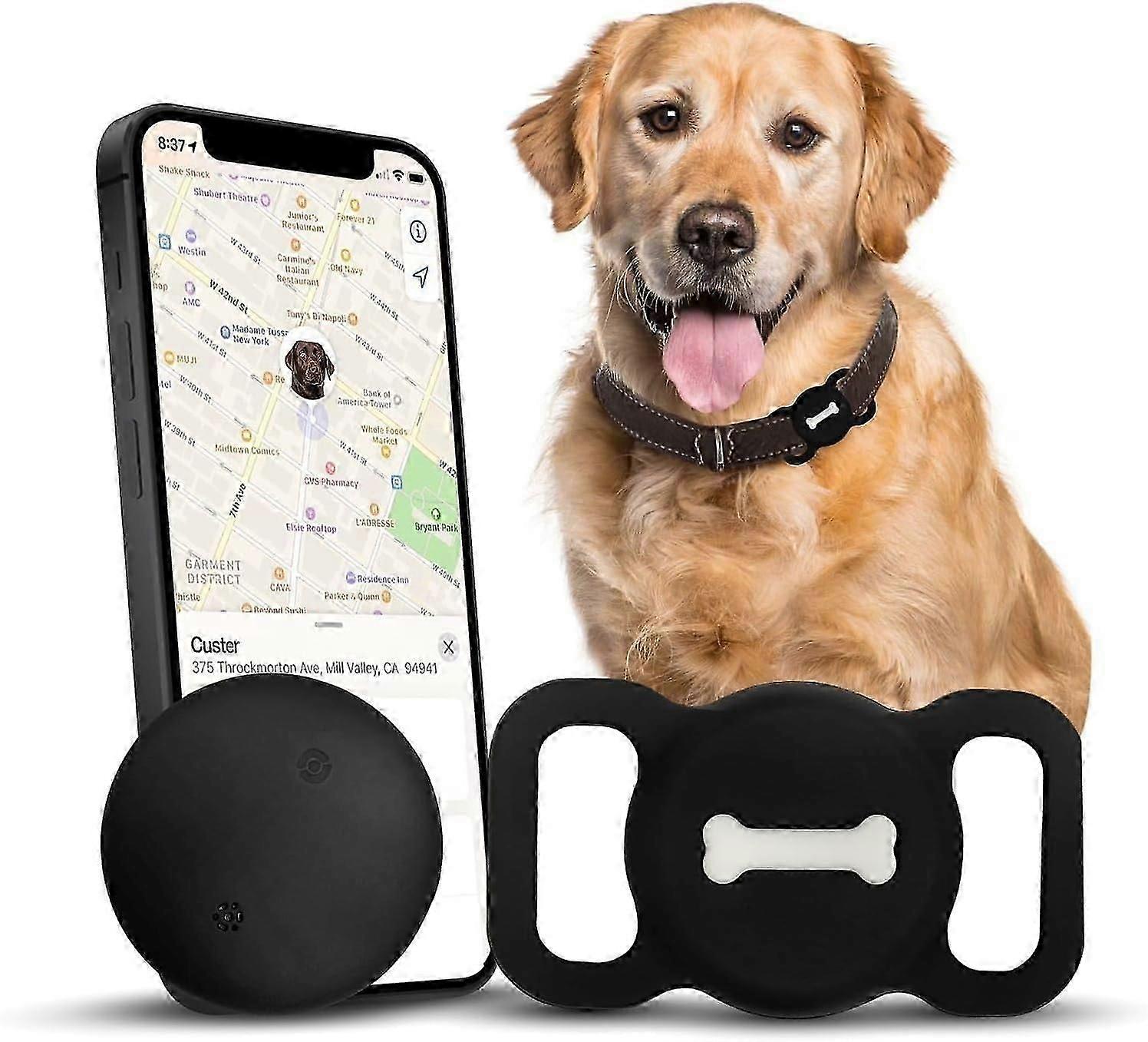 Dog Tracker Like Airtag - No Monthly Fees, Works with Find My for Location Tracking (Black)wz