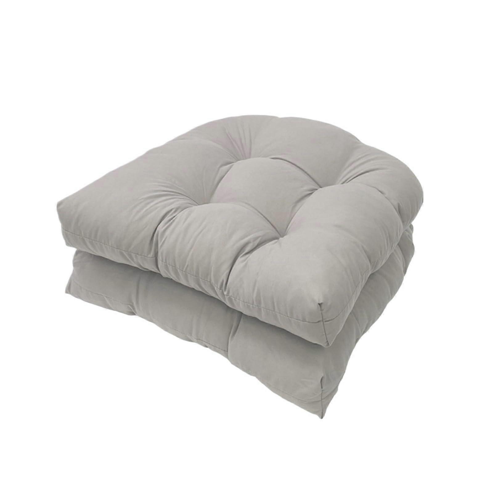 Outdoor Chair Cushions Set Of 2 U Shape Tufted Seat Cushions 19x19 Inch Light Gray Overstuffed