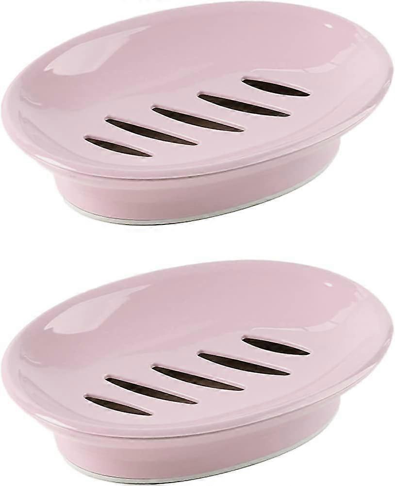 2 - Pack Plastic Soap Dish & Sponge Holder Draining Design, Keeps Dry & Stop Mushy  For Shower Bathroom & Kitchen