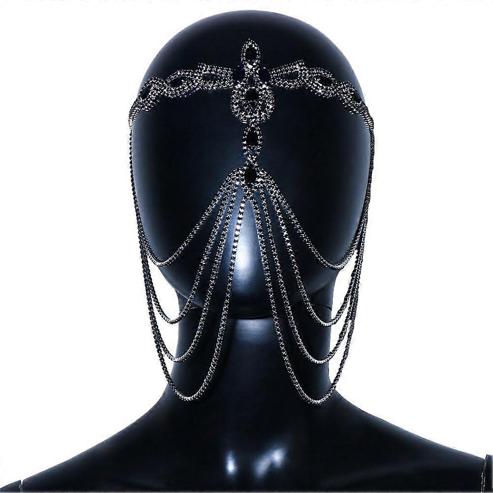 Women Masquerade Mask Rhinestone Mesh With Crystal Tassel Veil Face Chain Cosplay For Party Nightclub Dance