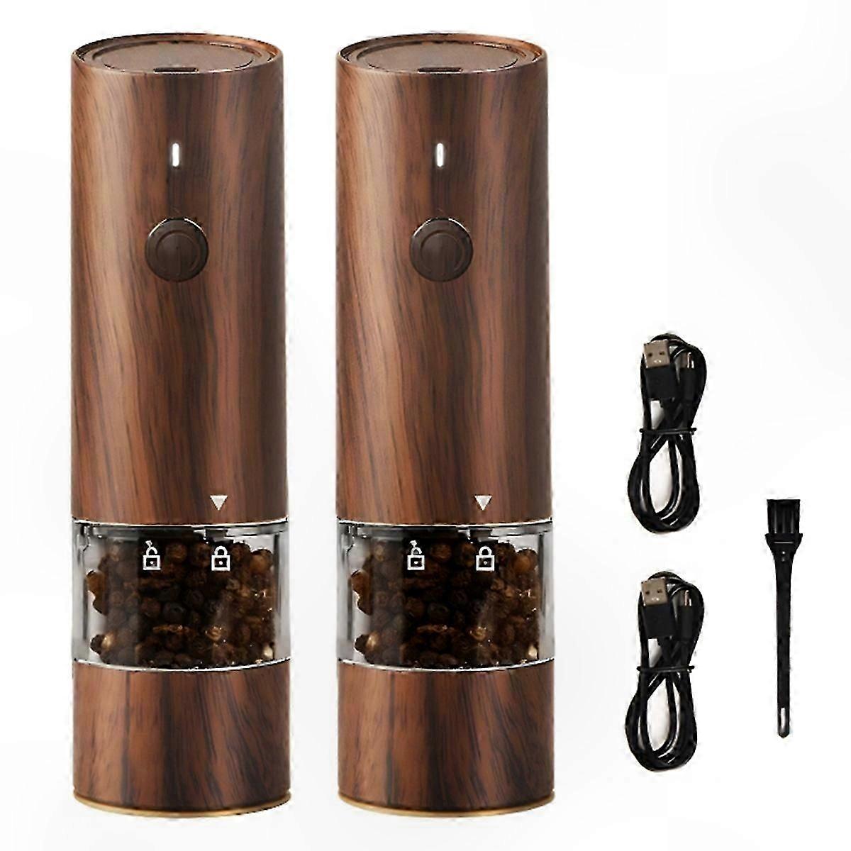 Rechargeable Electric Salt and Pepper Grinder Set with Adjustable Coarseness