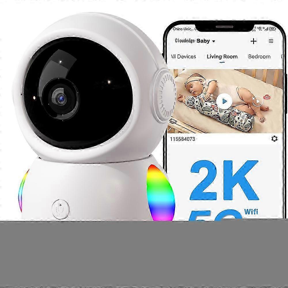 2025 2.4G 5G Dual Frequency Baby Monitor 2K Night Vision RGB Light Crying Noise Detection One Touch Call Baby Intercom