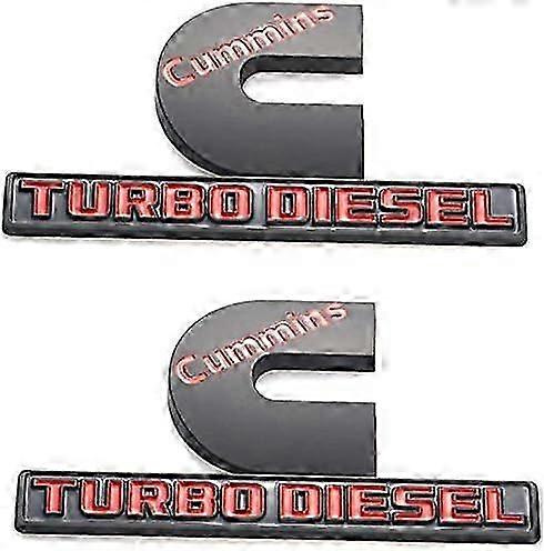 2 Pack Cummins Turbo Diesel Emblems,Badges High Output Nameplate Replacement Sticker for 2500 3500 Fender Emblem(Red) 25-26