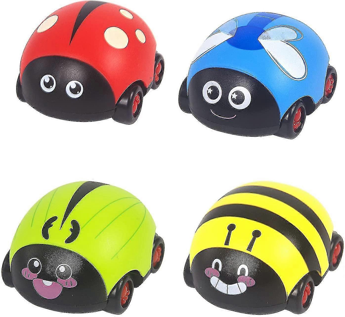 4pc Forward And Backward Two-way Pull Back Toy Beetle Car Toy 25-26s
