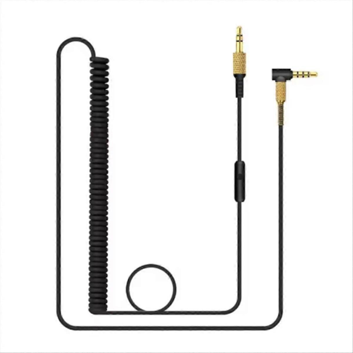 Coiled Cable Headset Cord for 1 Earphones Black