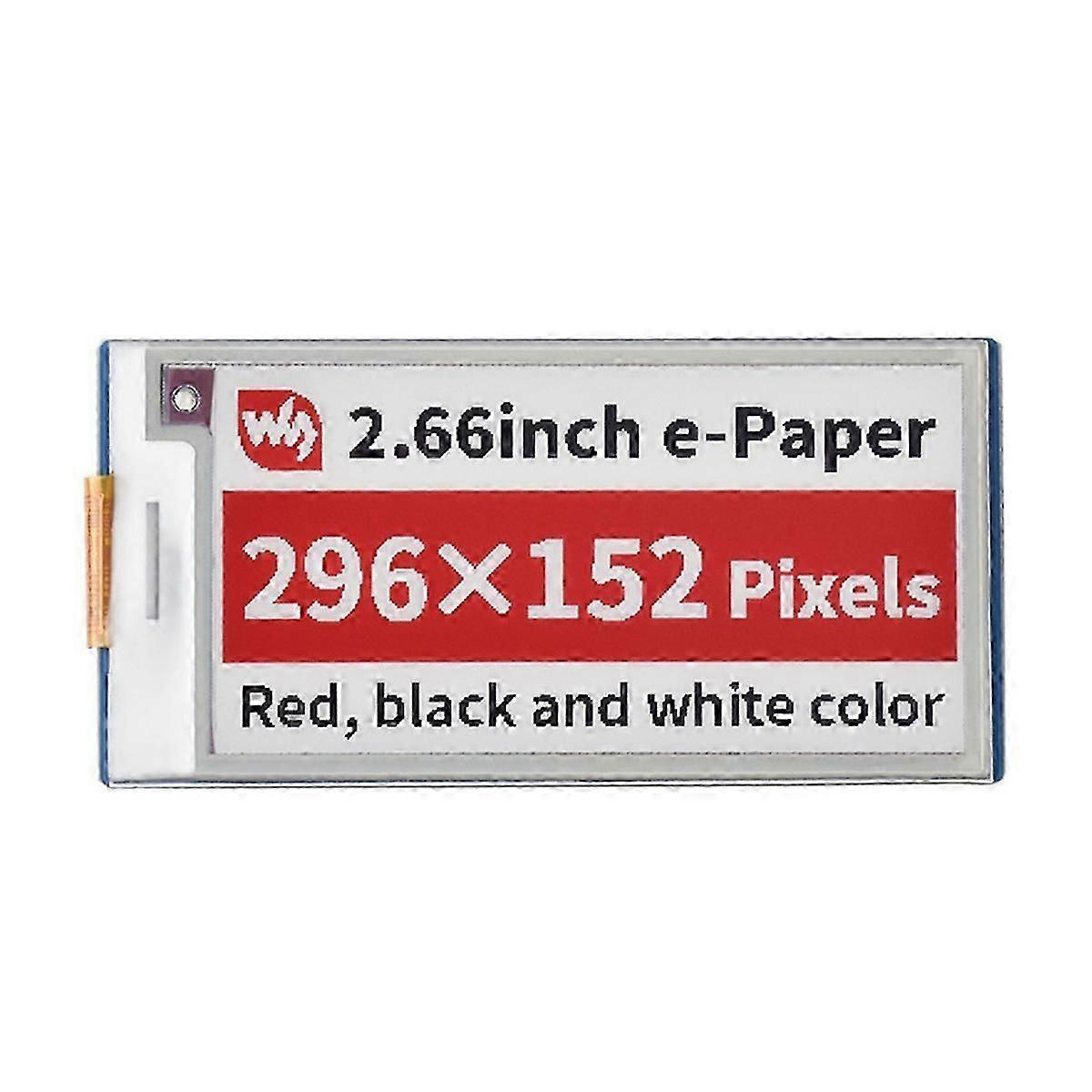 2.66inch E-Paper Display Module for , 296x152 Resolution Tri-Color (Red, Black, White), SPI Interfa