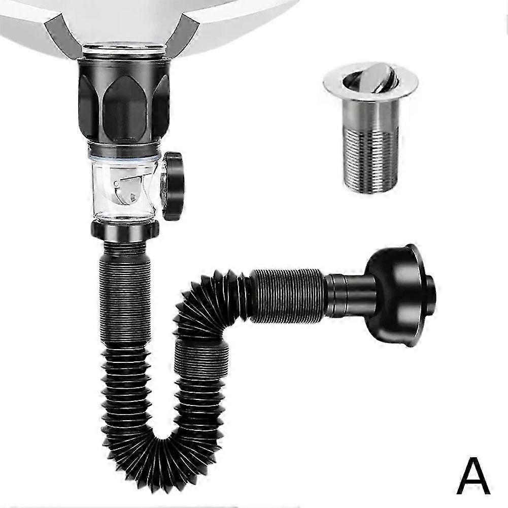 Flexible drain hose for sink - Water pipe set with basin connector