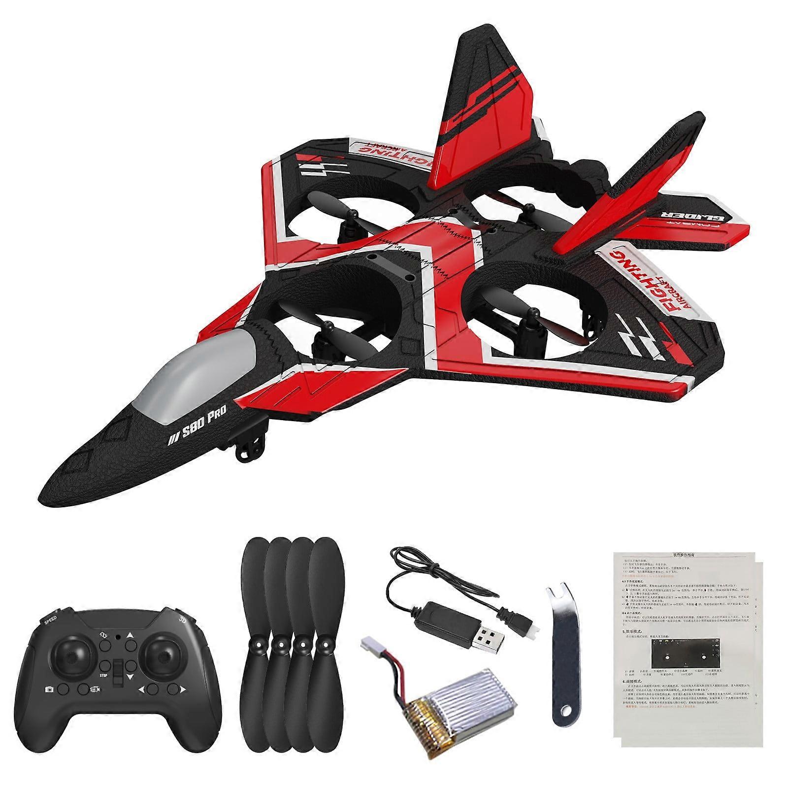 WJSXC RC Plane for Beginners, Foam Drone with Headless Mode, Altitude Hold, Cool Lights - Compatible with Red