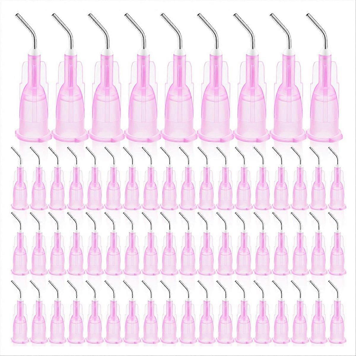 300 Pcs Dental Pre Bent Flow Dispensing Needle Tips Pink