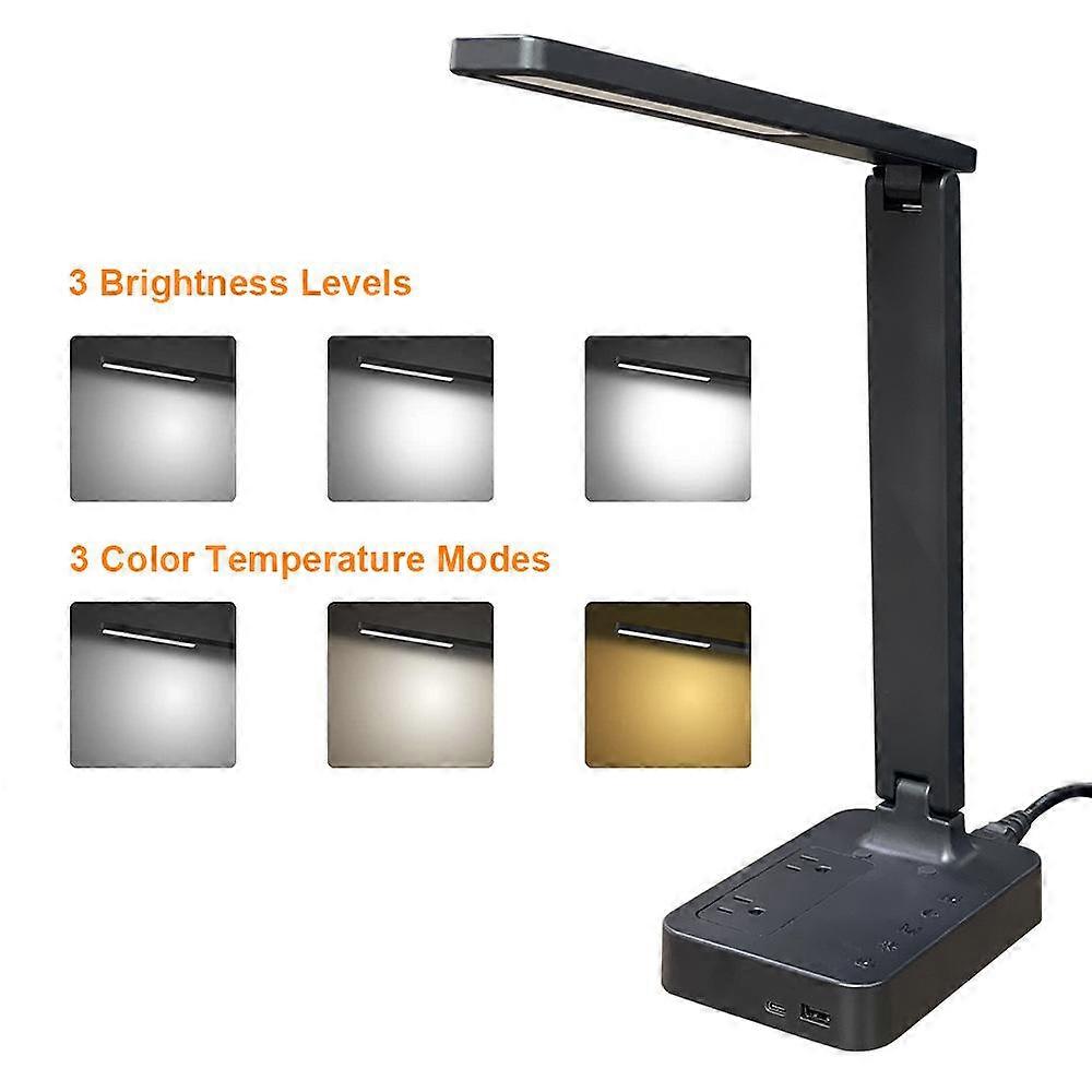 New LED Folding Table Lamp for Bedroom Student Reading Lamp Eye Protecting Table Lamp Adjustable Colour Temperature and Brightness with USB Charging
