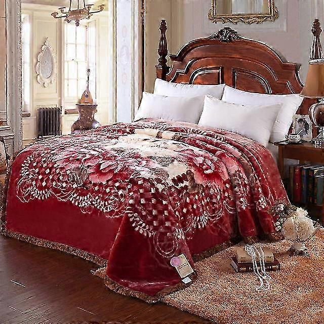 Double Layer Winter Thick Raschel Mink Weighted Blanket For Double Bed Soft Warm Heavy Fluffy Throw