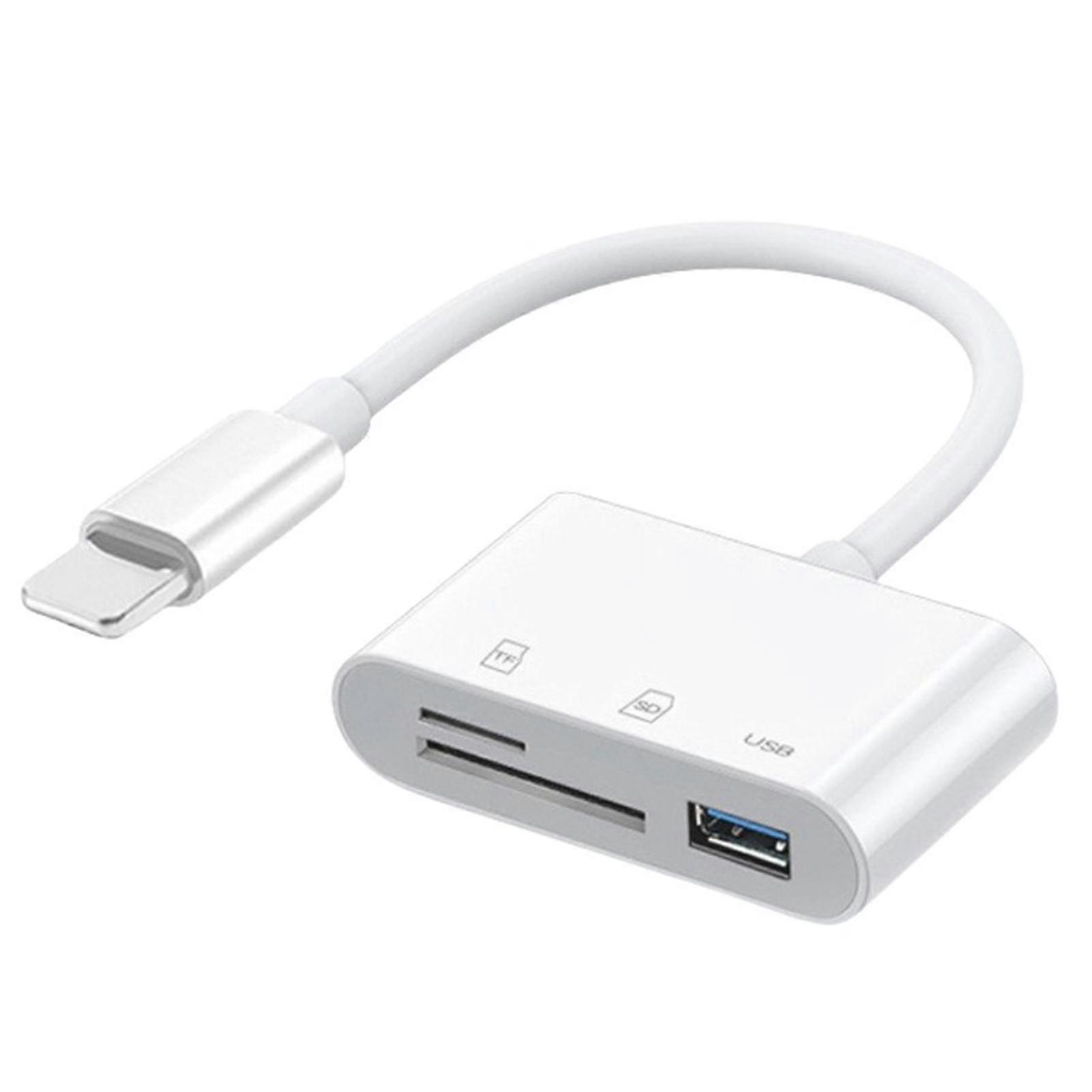 3 in 1 SD Card Reader Adapter Plug Play USB OTG Converter for iPhone