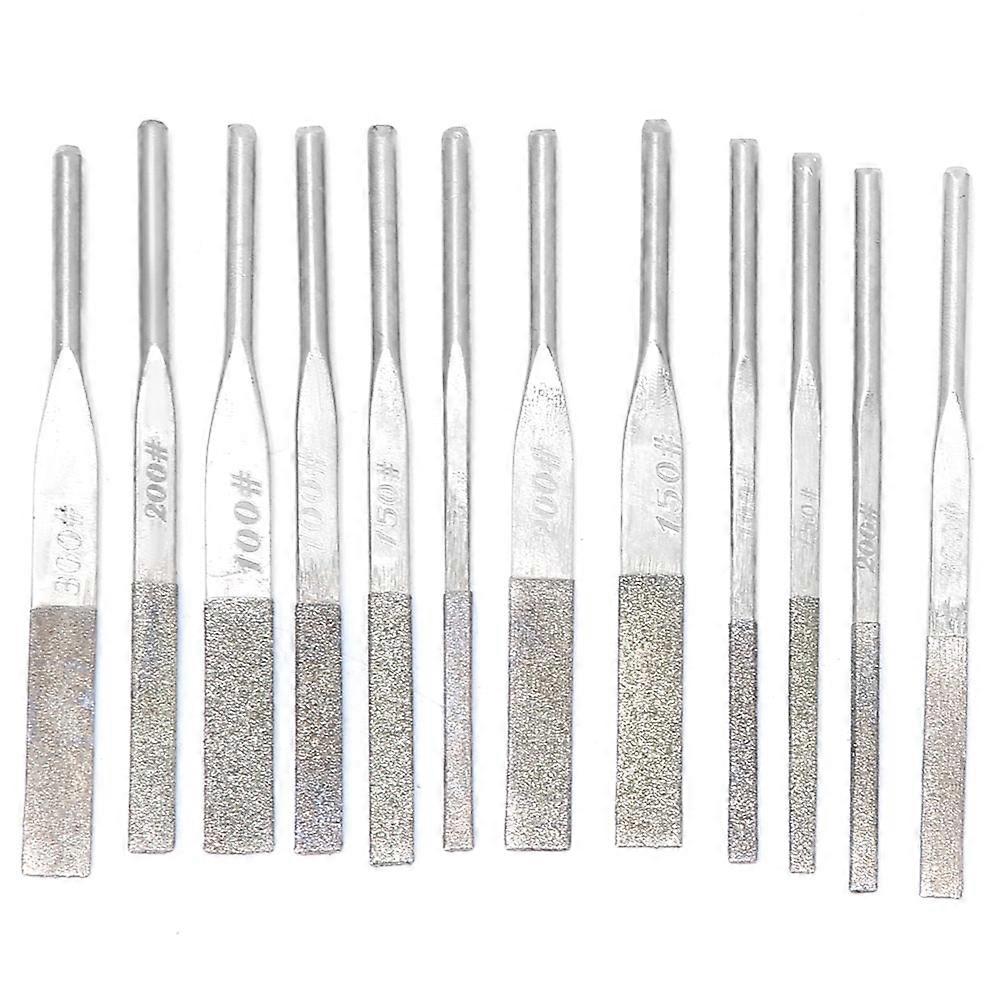 12pcs 3mm Shank Taper Machine Diamond Files for Reciprocating Grinding