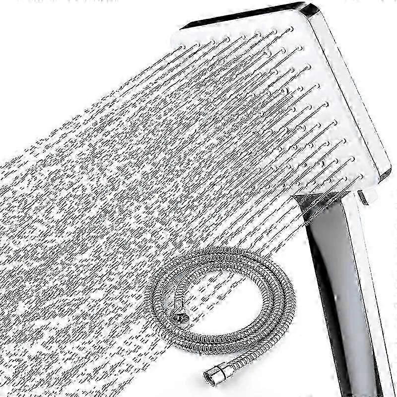 Square hand shower with six function paddle shift booster shower head set (shower + hose)