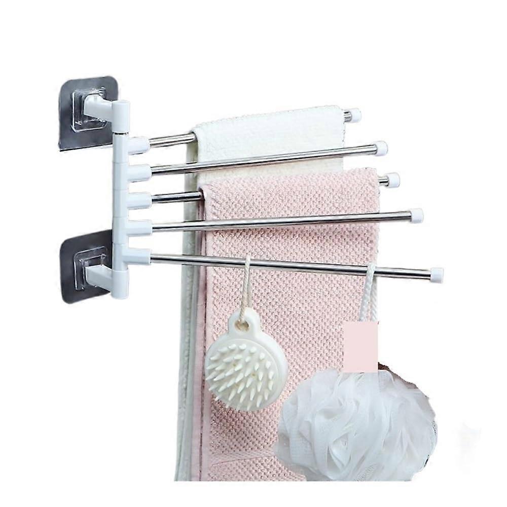 Wall Mounted Towel Rack with Rotating Arms for Bathroom Storage and Space Saving Shelf