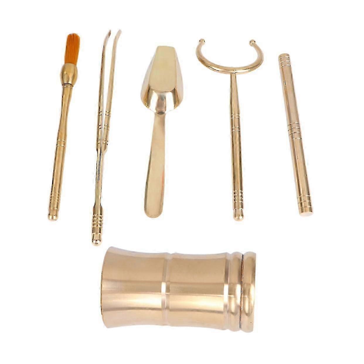 w 6-in-1 Tea Ceremony Tool Set Elegant and Retro Bamboo Design Chinese Kung Fu Tea Utensils