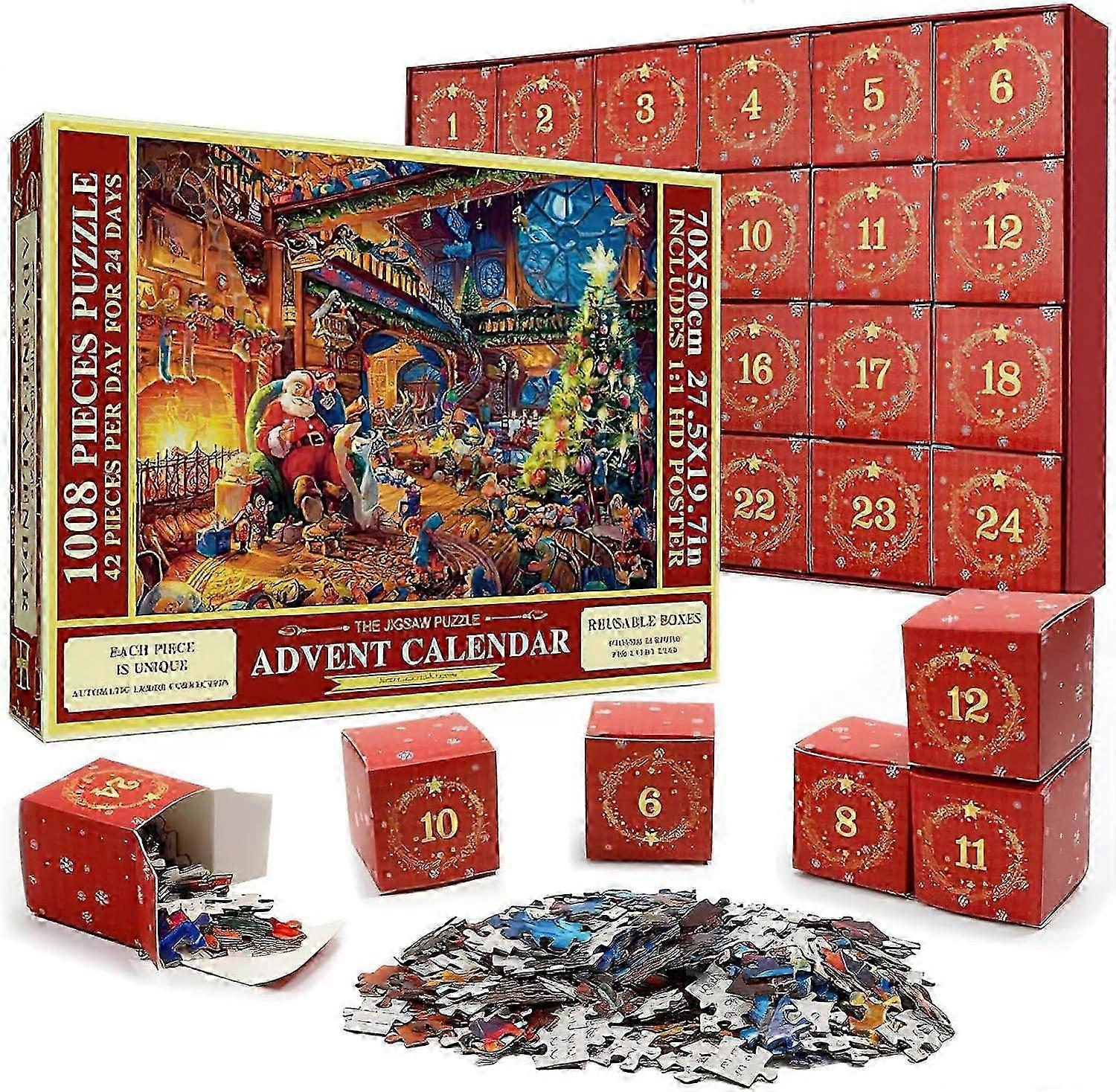 Festive Advent Puzzle for Christmas Countdown - Home Decoration Calendar with Holiday Theme
