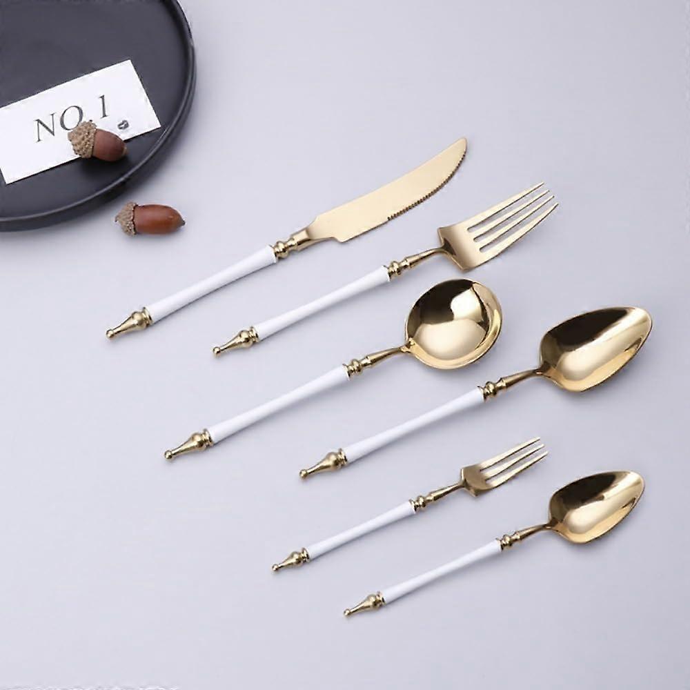 Stainless Steel Flatware Set for 6 with Roman Column Handles, MirrorPolished Silverware, Dishwasher Safe