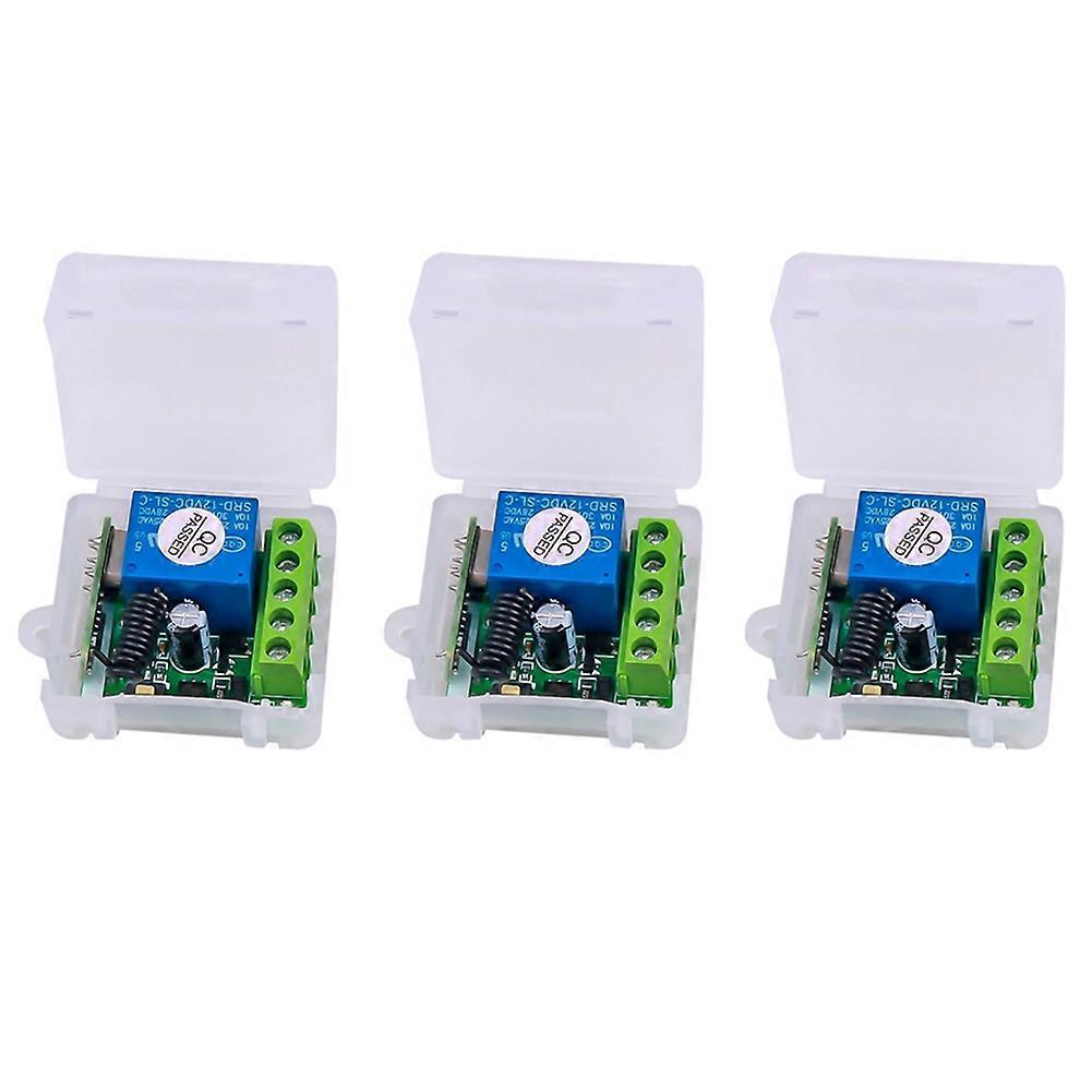 3X DC 12V 1CH RF Relay Receiver 433MHz Universal Wireless Remote Control Switch 433 MHz Transmitter Button Module Kit
