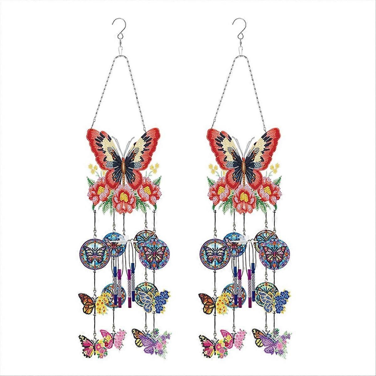 2Pcs Wind Spinner DIY Dotted Painting Wind Chime Double Sided Hanging