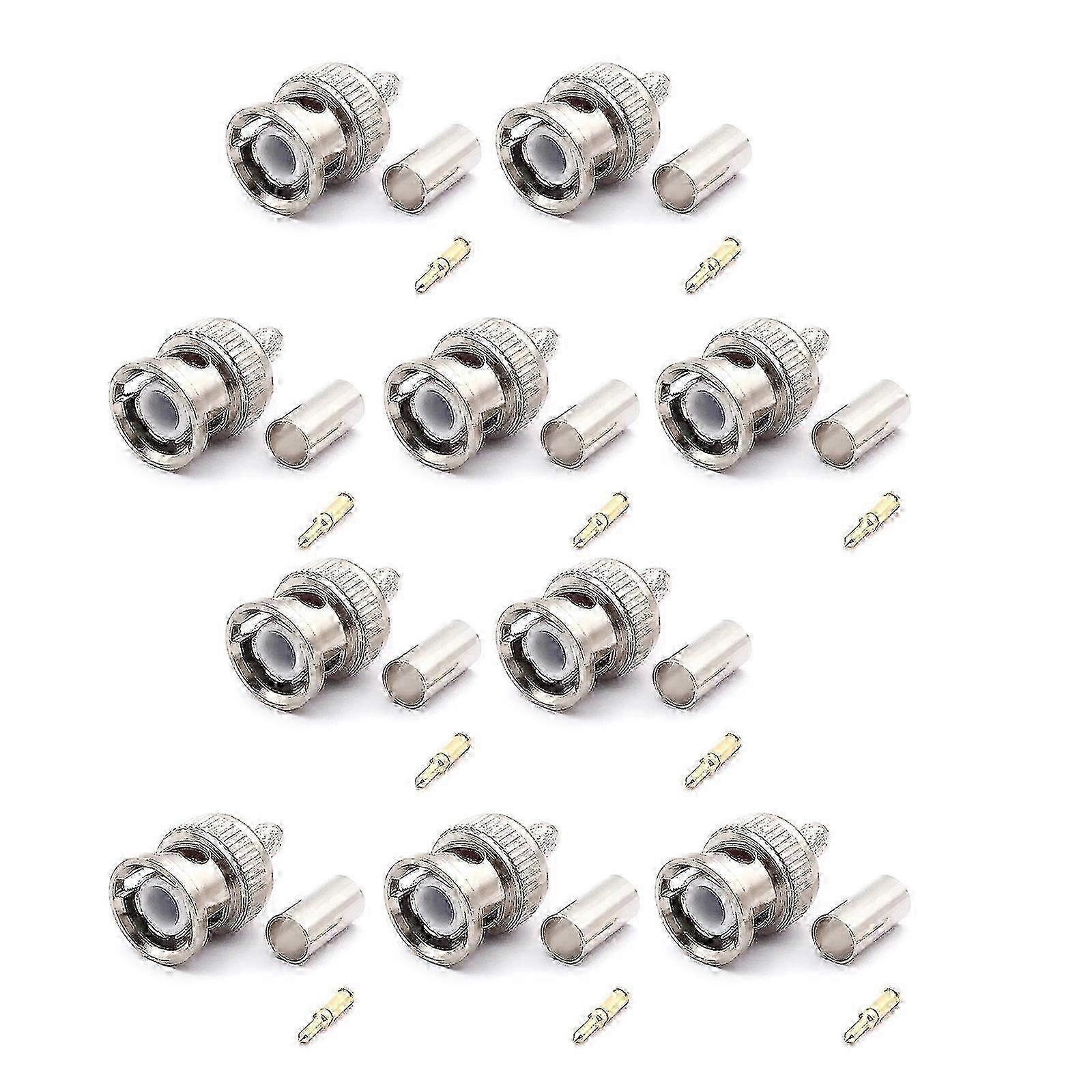 5 Pack/10 Pack 50Ohm Connector BNC Male Crimp Connector BNC Type Solder Converter for RG58 RG59 Low Loss Coax Cable w