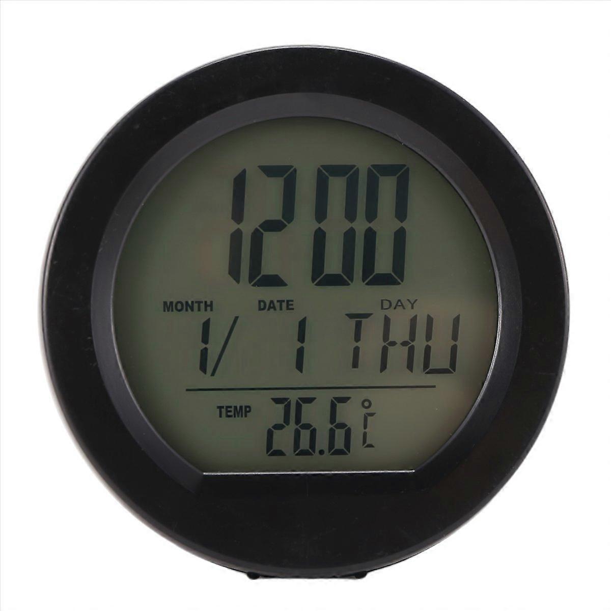 Car Solar Clock Thermometer with Backlight LCD Digital Display Car Interior Accessories