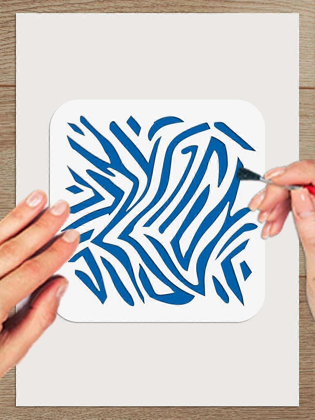 3Pcs 5.9x5.9 inch Strip Camouflage Painting Stencils Reusable Irregular Texture Drawing Templates for Painting on Scrapbook Fabric Tiles Floor Furnitu