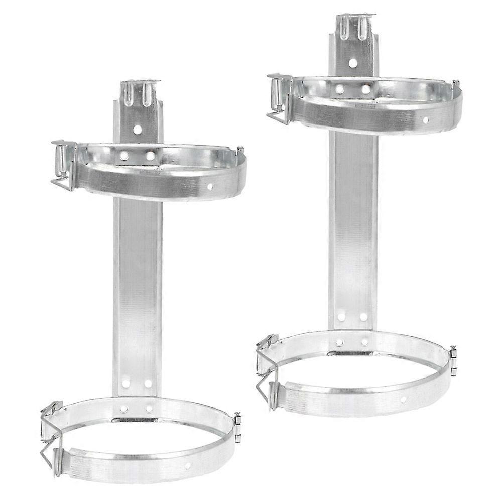 Silver Fire Extinguisher Mount Wall Bracket for Storage 2Pcs Iron Durable