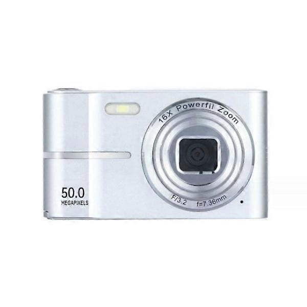 Câmera Digital Portátil Clássica Retrô 4K 50MP com Zoom Digital de 16x e Tela de 2,4 Polegadas Prateada