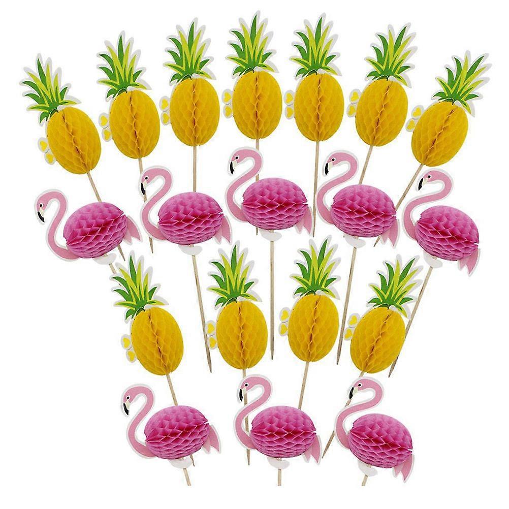 Cake Topper Flamingo and Pineapple for Decor 38Pcs Assorted Colors