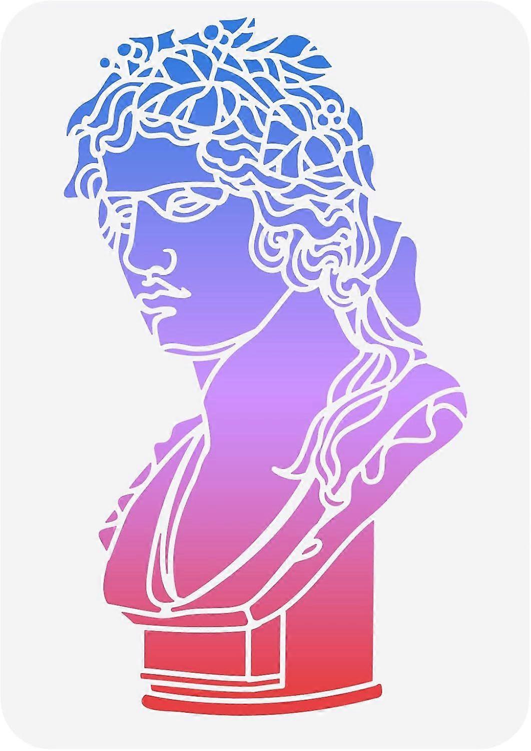 Statue Stencil for Painting 8.3x11.7inch Reusable David Statue Drawing Stencil Head Statue DIY Craft Hollow Out Stencils for Painting on Wall Wood Fur