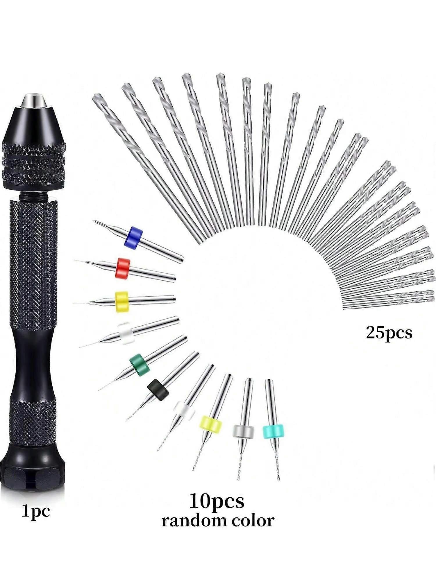 36pcs Hand Drill Bits Set 25Pcs Micro Twist Drills and 10Pcs PCB Mini Cutting Bits for Resin Polymer Clay Craft Engraving