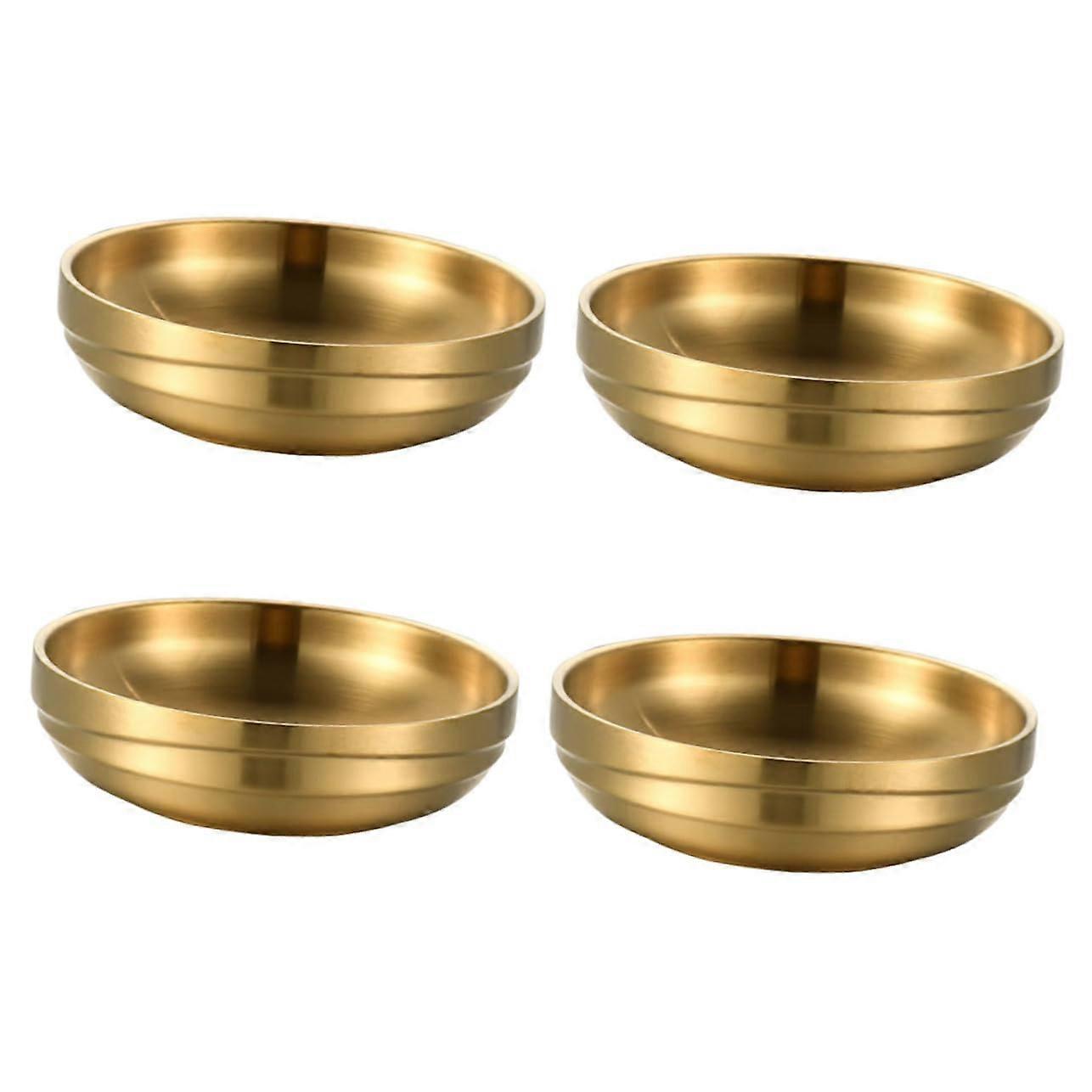 4pcs Stainless Steel Sauce Dish Set for Dipping, Snacks and Kitchen Serving