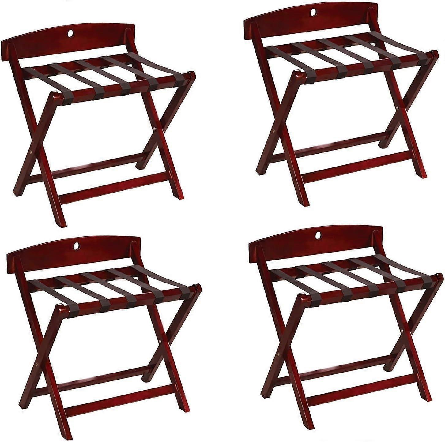 Wooden Luggage Rack with Backrest, Folding Solid Wood Suitcase Stand, SpaceSaving Design (4pcs)