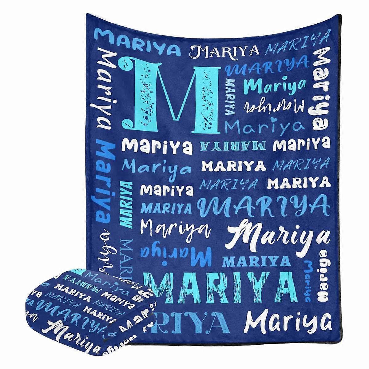 Baby Blanket with Name, SuperSoft Custom Flannel Throw,  Gift for Birthday or Christmas, 40x50 Inch Blue