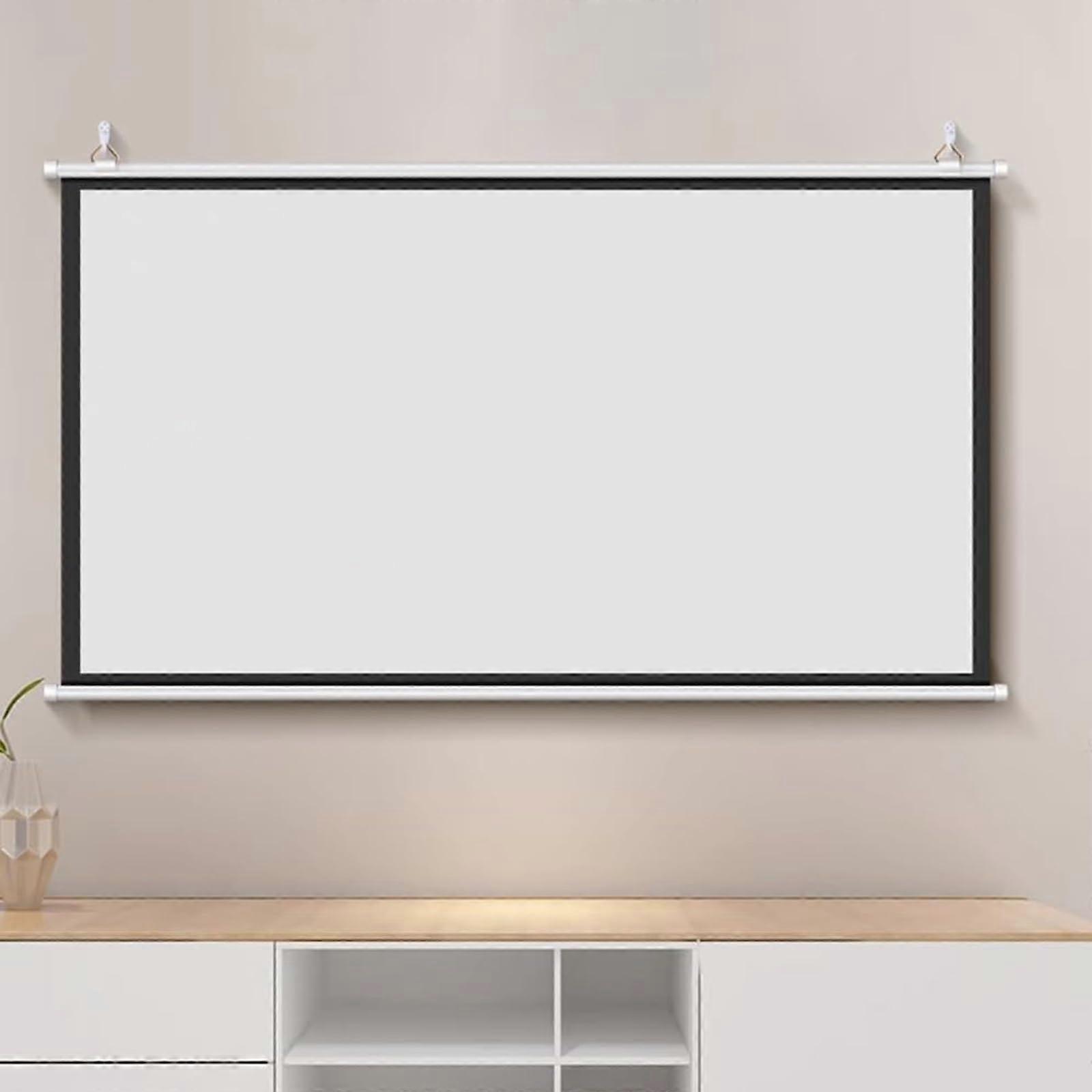 Manual Pull Down Projector Screen 60 Inch 16:9/4:3 Wall Mounted Foldable Projection Screen For Schools Indoor Outdoor