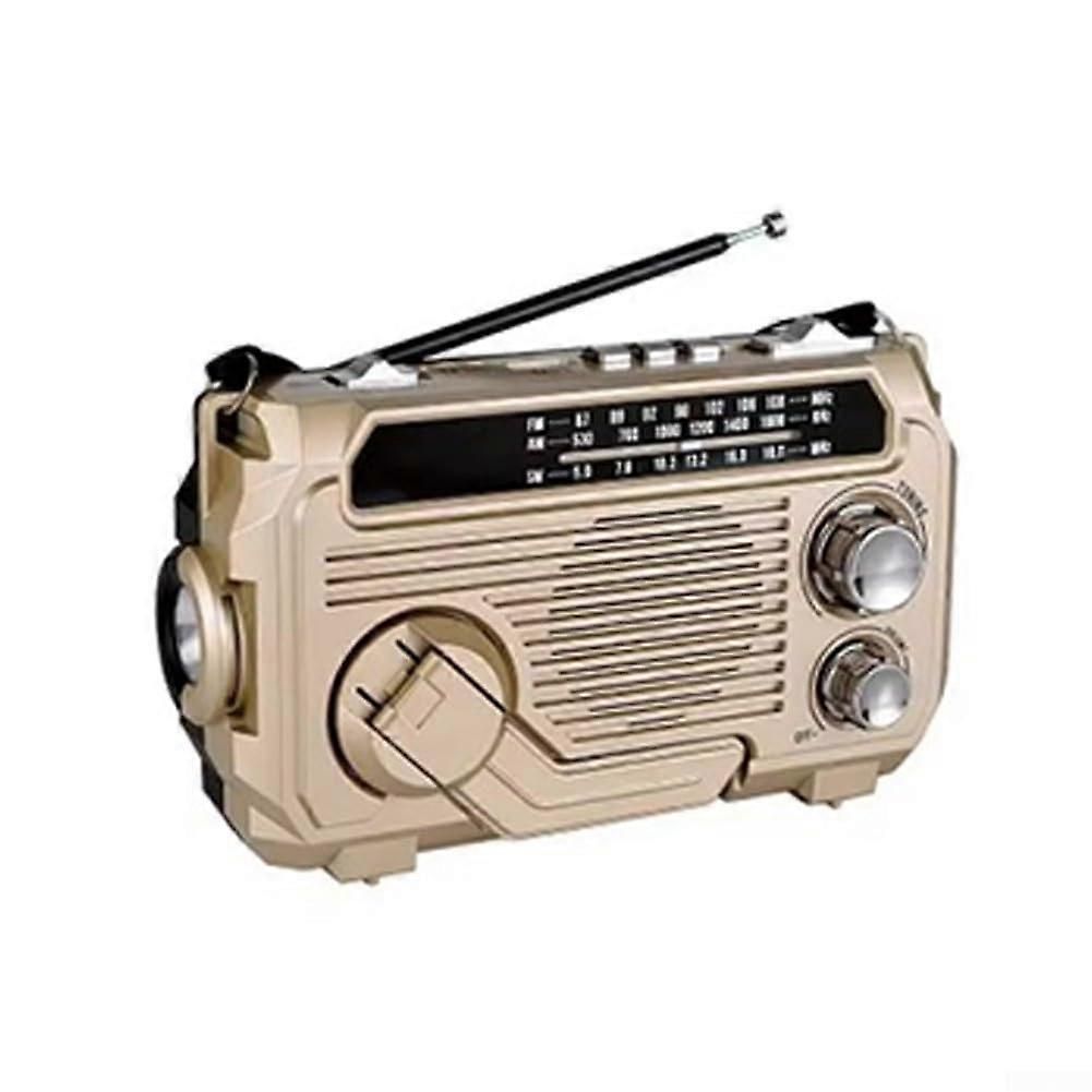 Solar Powered Emergency Hand Crank Radio Bluetooth Speaker with LED Flashlight USB TF Card Khaki