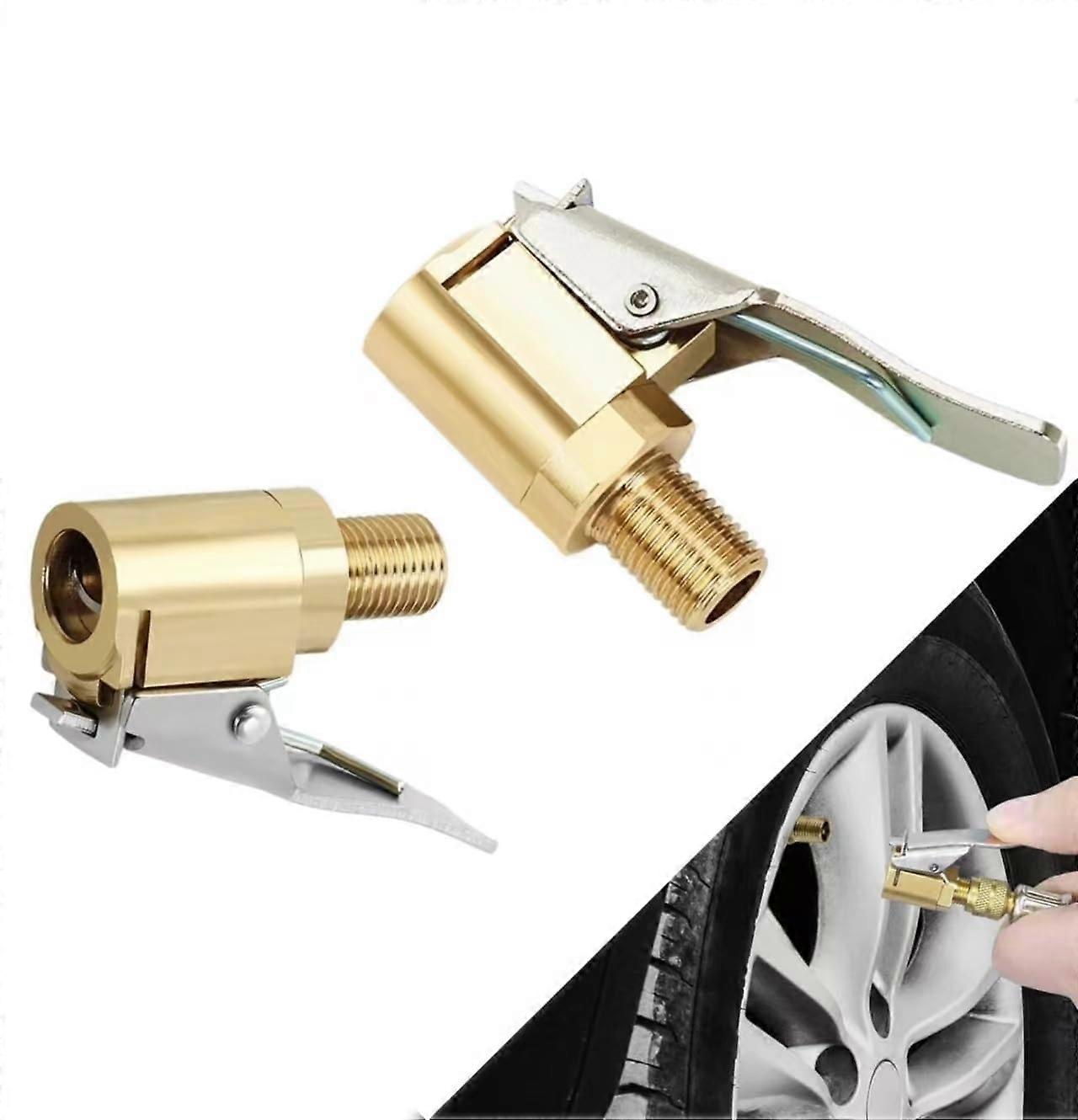 2 Pcs Brass Locking Tire Air Chuck with LeakProof Seal, Universal Valve Adapter for Secure Inflation