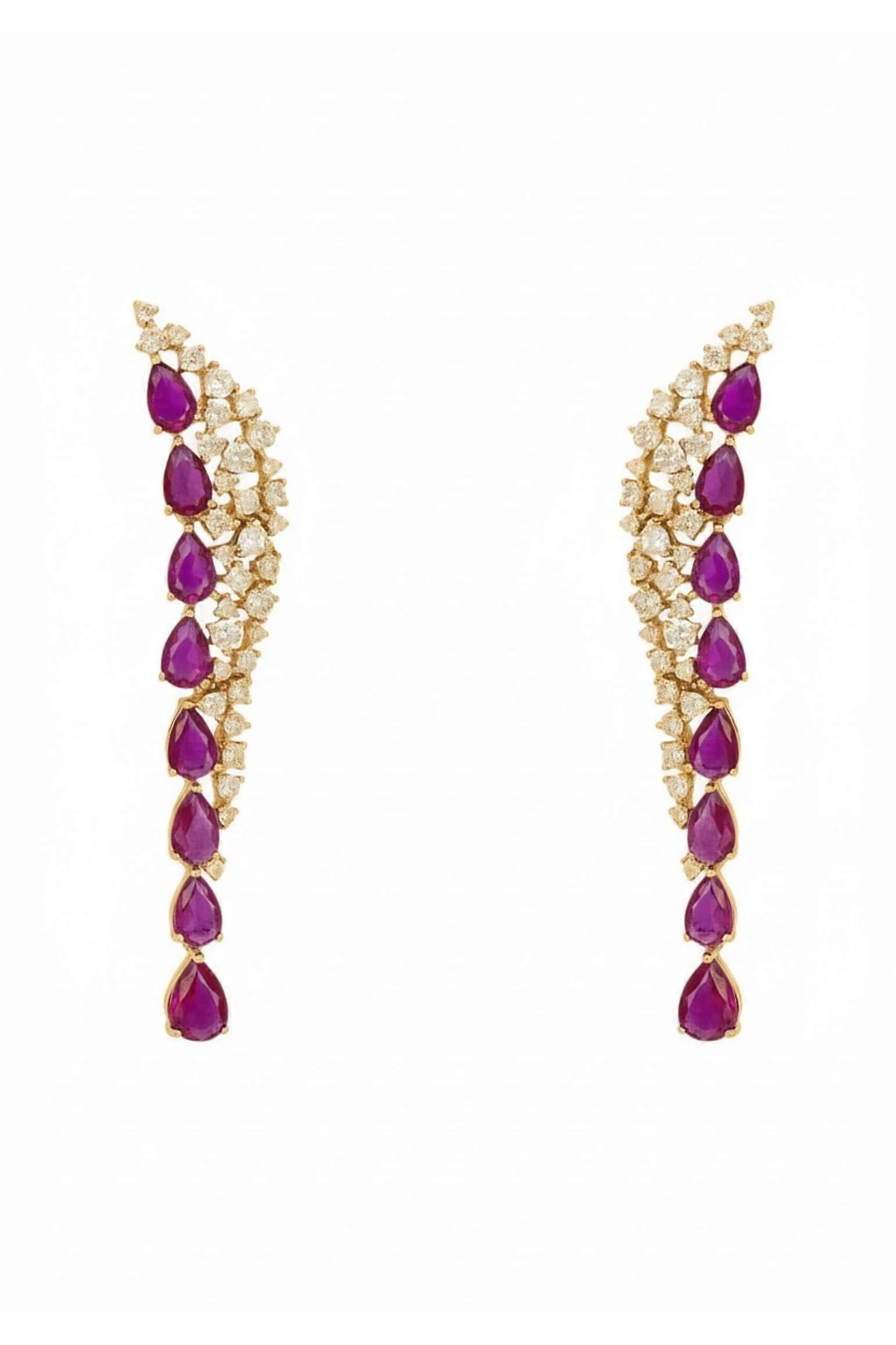 Baroness Gemstone Drop Earrings Ruby Gold